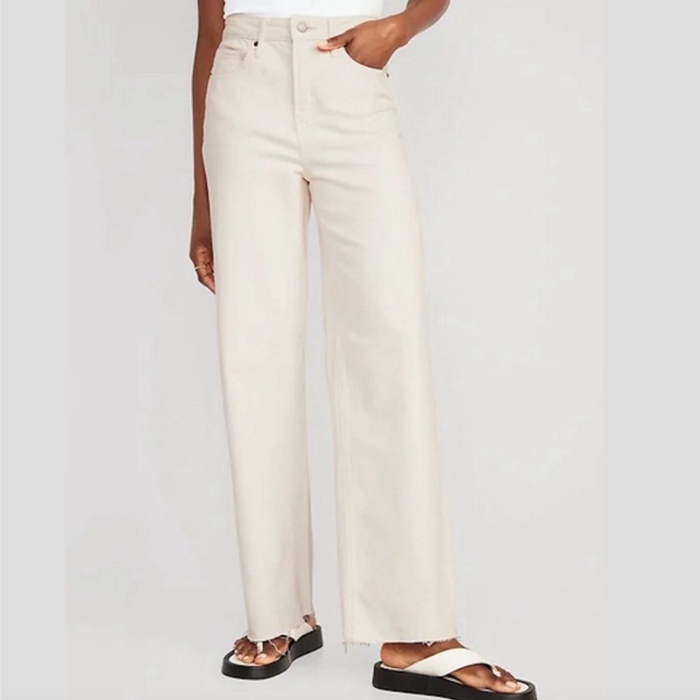 Old Navy Extra High-Waisted Ecru-Wash Wide-Leg Jeans